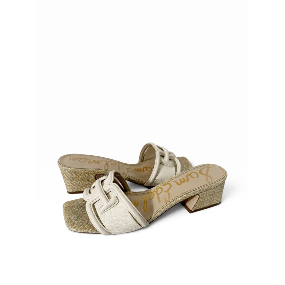 Sam Edelman Waylon Modern Ivory Raffia Resortwear Quiet Luxury Slide Sandal 9.5